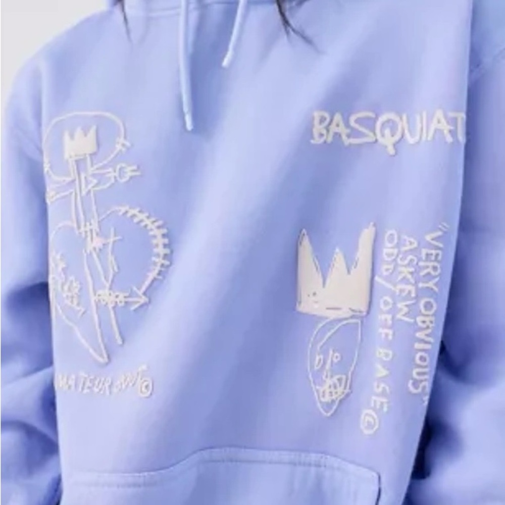 Basquiat Urban Outfitters Purple Oversized Graphic Hoodie